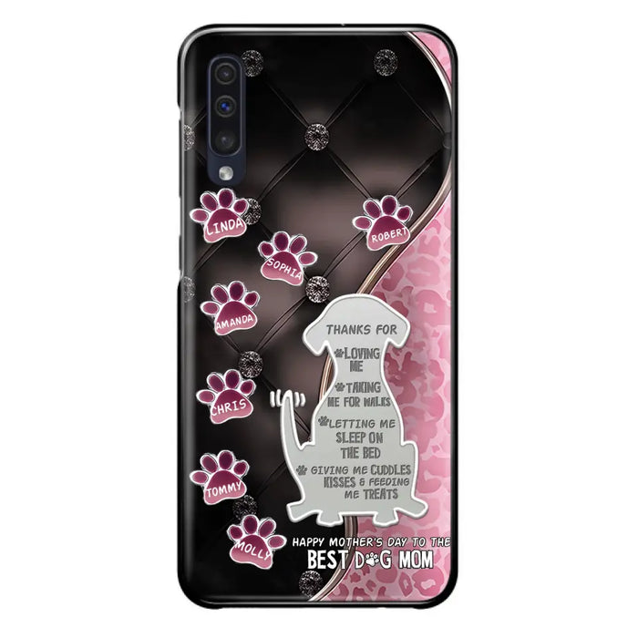 Custom Personalized Memorial Dog Mom Phone Case - Memorial Gift Idea For Dog Lover - Upto 7 Dogs - Thanks For Loving Me - Case For iPhone/Samsung