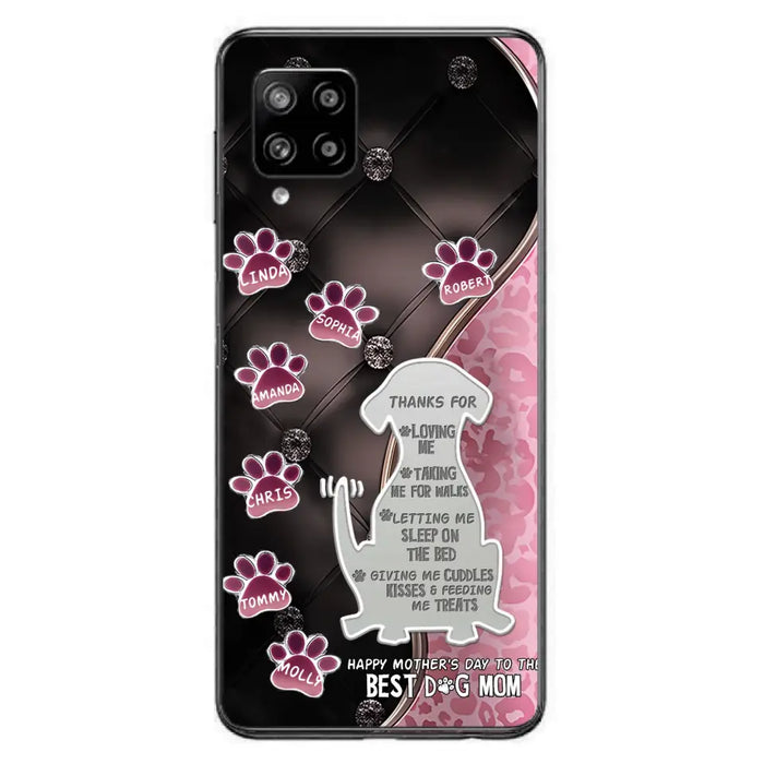 Custom Personalized Memorial Dog Mom Phone Case - Memorial Gift Idea For Dog Lover - Upto 7 Dogs - Thanks For Loving Me - Case For iPhone/Samsung