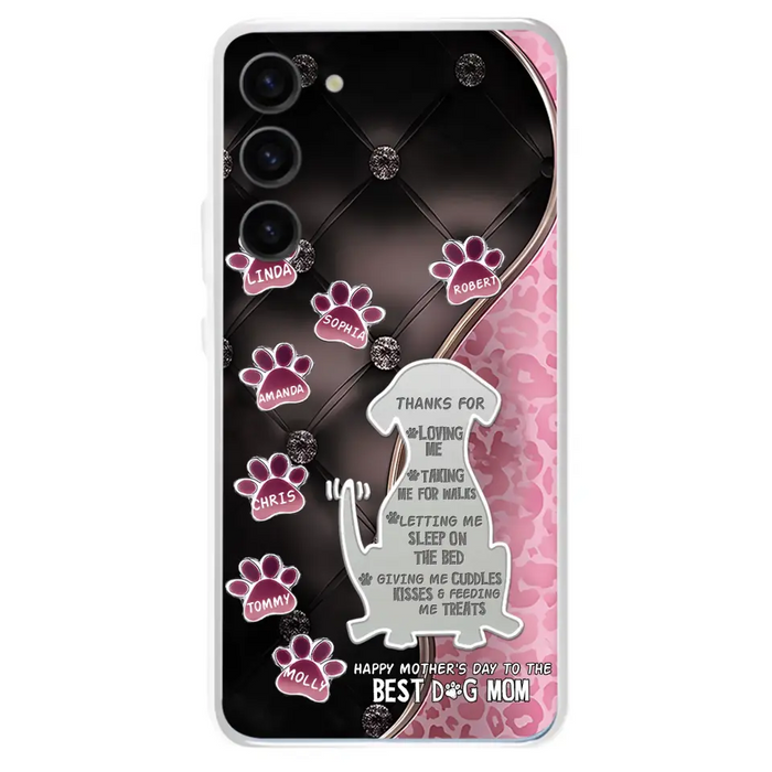 Custom Personalized Memorial Dog Mom Phone Case - Memorial Gift Idea For Dog Lover - Upto 7 Dogs - Thanks For Loving Me - Case For iPhone/Samsung