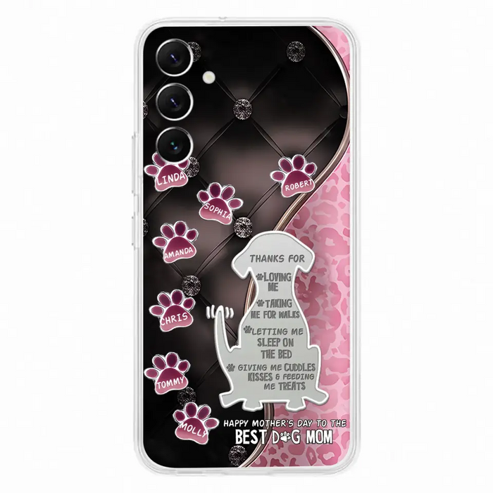 Custom Personalized Memorial Dog Mom Phone Case - Memorial Gift Idea For Dog Lover - Upto 7 Dogs - Thanks For Loving Me - Case For iPhone/Samsung