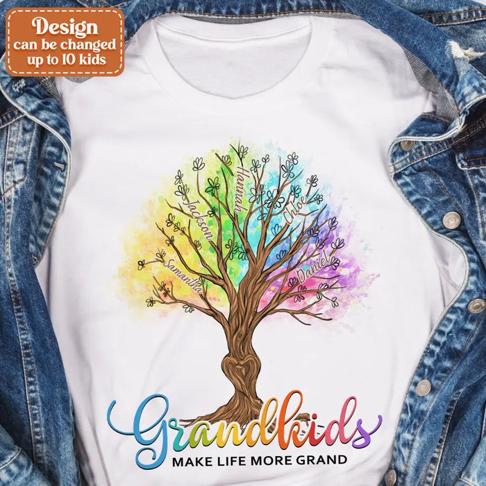 Custom Personalized Grandkids T-shirt - Upto 10 Kids - Gift Idea For Grandma/ Mother's Day Gift - Grandkids Make Life More Grand