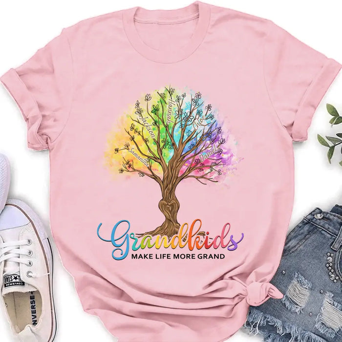 Custom Personalized Grandkids T-shirt - Upto 10 Kids - Gift Idea For Grandma/ Mother's Day Gift - Grandkids Make Life More Grand