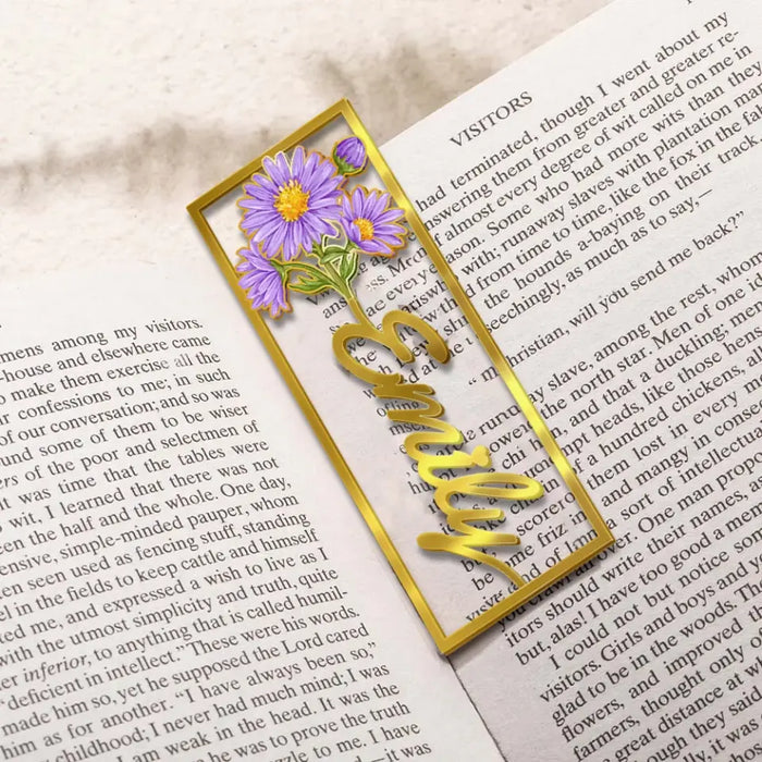 Custom Personalized Birth Flower Name Bookmark - Gifts for Kids/Book Lovers/Reader