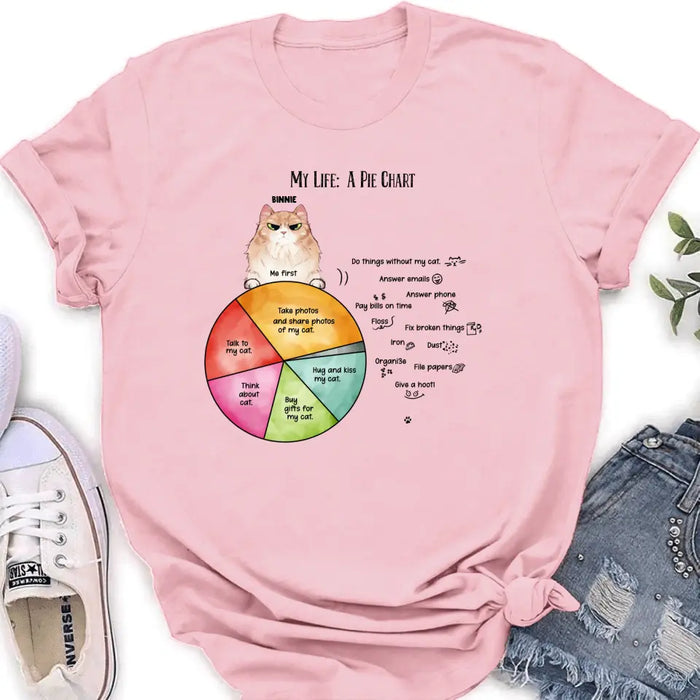 Custom Personalized Cat T-shirt/ Hoodie - Upto 5 Cats - Gift Idea For Cat Lover/Mother's Day/Father's Day - My Life A Pie Chart