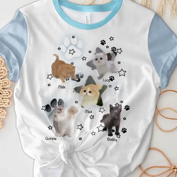 Custom Personalized Cat Photo AOP T-Shirt - Gift Idea for Cat Lovers/Y2k Style