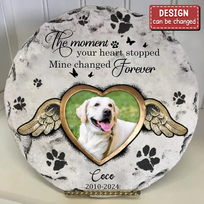 Personalized Memorial Pet Dog Photo Circle Lithograph - Memorial Gift Idea For Dog Owners - Your Wings Were Ready But Our Hearts Were Not