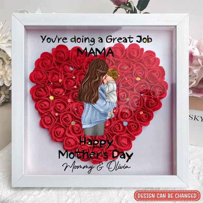 Custom Personalized Mother Flower Shadow Box -  Mother's Day Gift Idea - You're Doing A Great Job