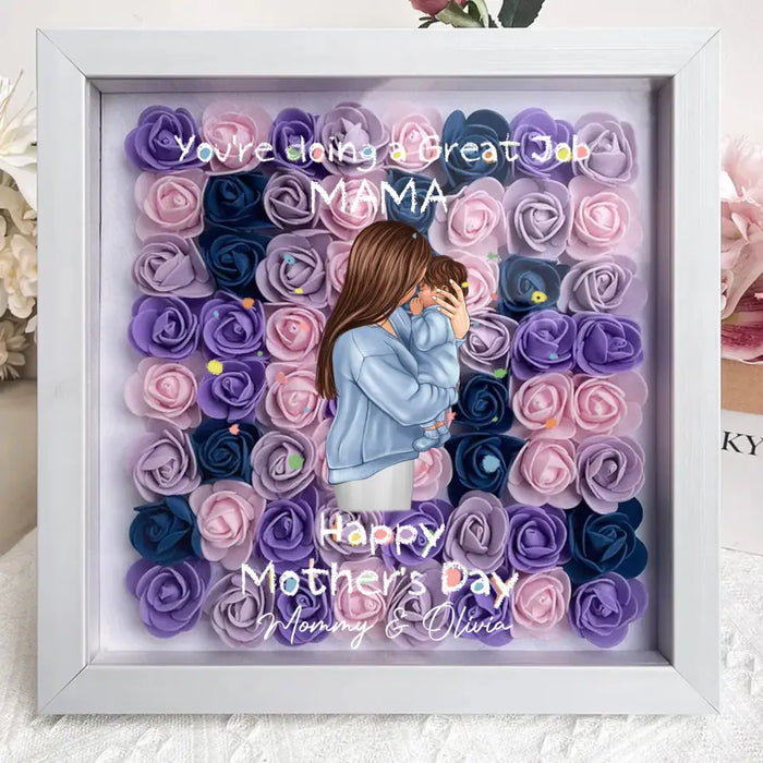 Custom Personalized Mother Flower Shadow Box -  Mother's Day Gift Idea - You're Doing A Great Job