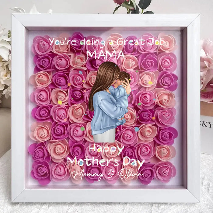 Custom Personalized Mother Flower Shadow Box -  Mother's Day Gift Idea - You're Doing A Great Job