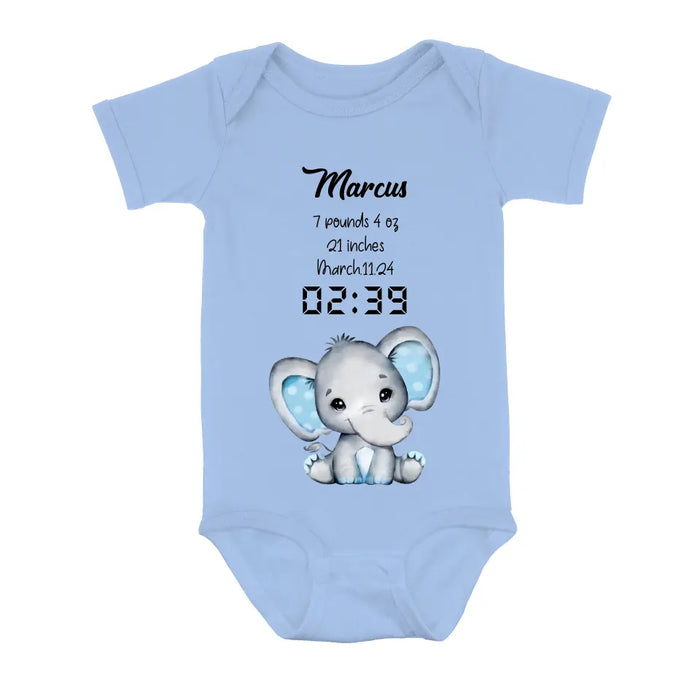 Custom Personalized Elephant Baby Onesie - Father's Day/Mother's Day Gift Idea