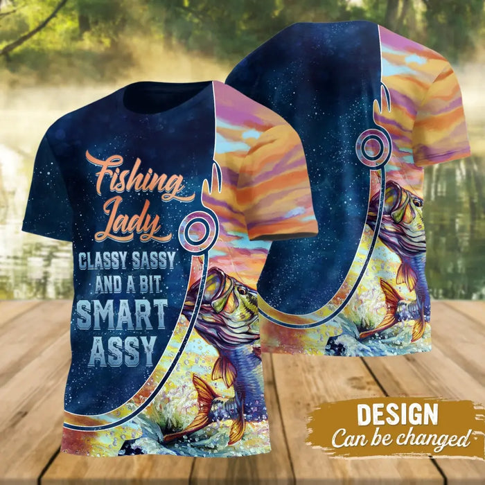 Custom Personalized Fishing Girl AOP T-Shirt - Funny Gift Idea For Fishing Lovers - Reel Bitches Catch Fishes