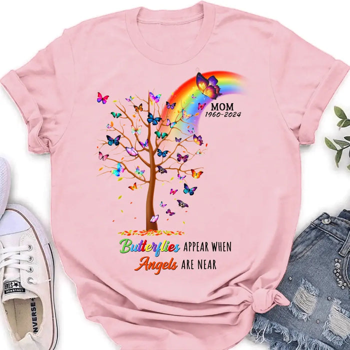 Custom Personalized Butterfly Memorial Shirt/ Hoodie - Memorial Gift Idea For Family Member - Upto 3 People - Butterflies Appear When Angels Are Near