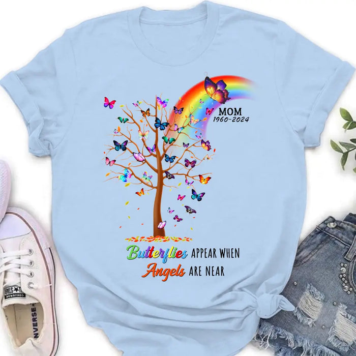 Custom Personalized Butterfly Memorial Shirt/ Hoodie - Memorial Gift Idea For Family Member - Upto 3 People - Butterflies Appear When Angels Are Near