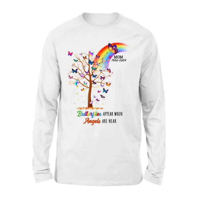 Custom Personalized Butterfly Memorial Shirt/ Hoodie - Memorial Gift Idea For Family Member - Upto 3 People - Butterflies Appear When Angels Are Near