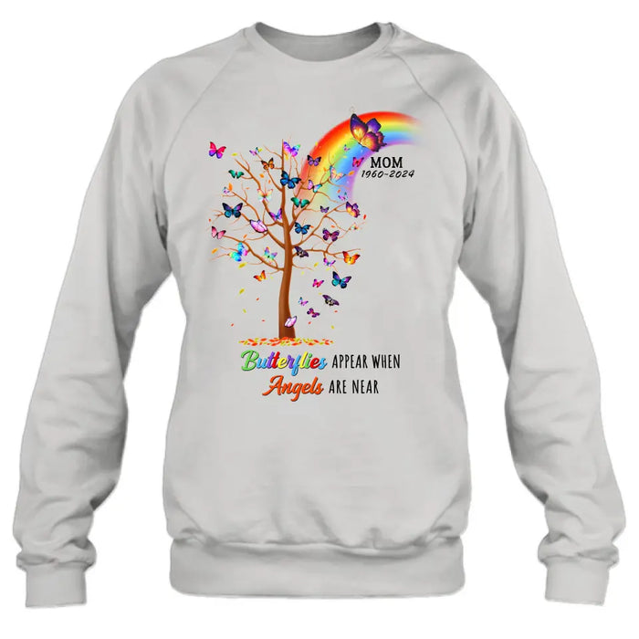 Custom Personalized Butterfly Memorial Shirt/ Hoodie - Memorial Gift Idea For Family Member - Upto 3 People - Butterflies Appear When Angels Are Near