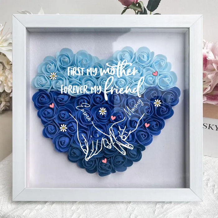 Custom Personalized Mother & Daughter Flower Shadow Box - Mother's Day Gift Idea - First My Mother Forever My Friend