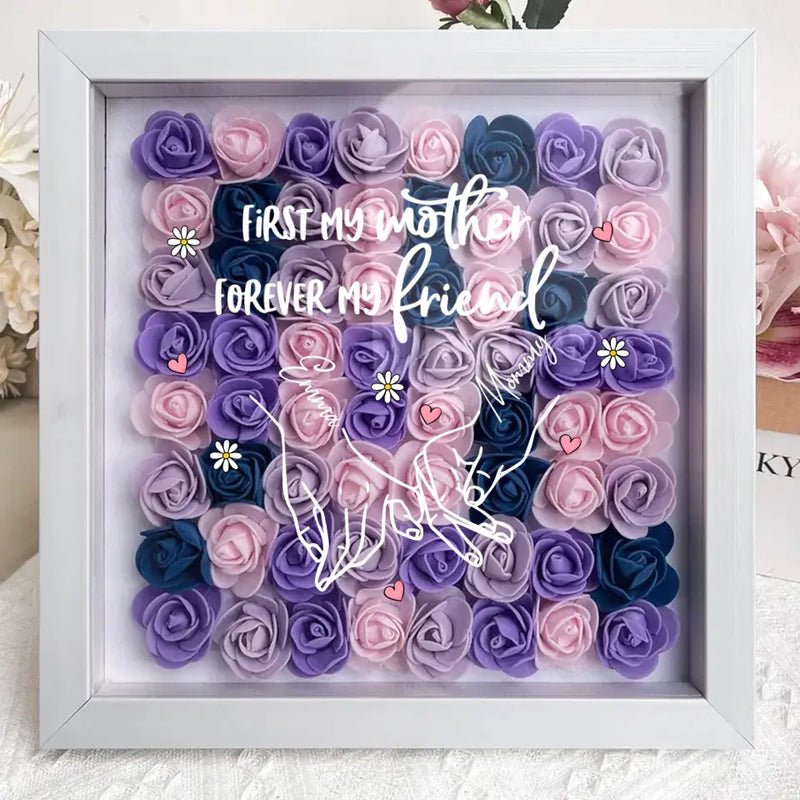 Personalized Mother & Daughter Flower Shadow Box - Mother's Day Gift Idea - First My Mother Forever My Friend