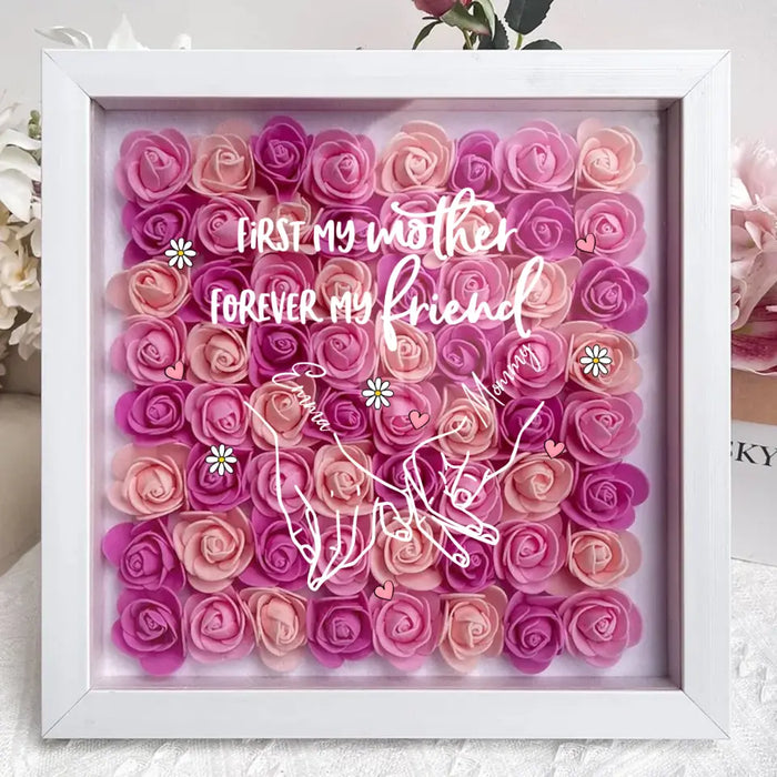 Custom Personalized Mother & Daughter Flower Shadow Box - Mother's Day Gift Idea - First My Mother Forever My Friend