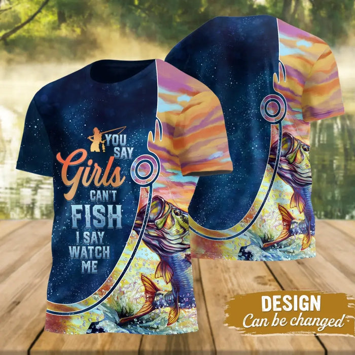 Custom Personalized Fishing Girl AOP T-Shirt - Funny Gift Idea For Fishing Lovers - Reel Bitches Catch Fishes