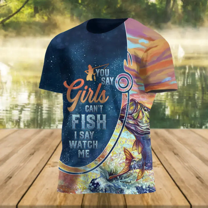 Custom Personalized Fishing Girl AOP T-Shirt - Funny Gift Idea For Fishing Lovers - Reel Bitches Catch Fishes