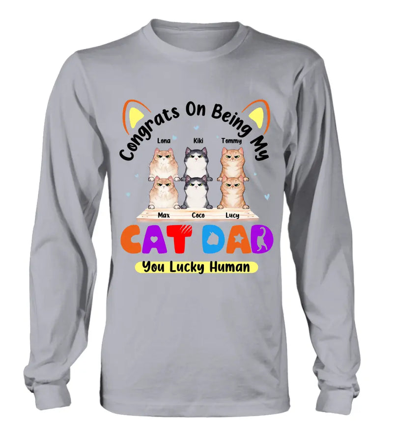 Personalized Cat T-shirt/Hoodie - Up to 6 Cats - Gift Idea For Cat Lover/Mother's Day/Father's Day - Congrats On Being My Cat Dad