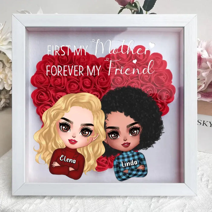 Custom Personalized Mom & Daughter Flower Shadow Box - Gift Idea for Mother's Day - First My Mother Forever My Friend