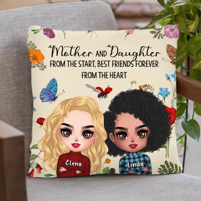 Custom Personalized Mother And Daughter Quilt/ Fleece Throw Blanket/Pillow Cover - Mother's Day Gift Idea - Mother And Daughter From The Start, Best Friends Forever From The Heart