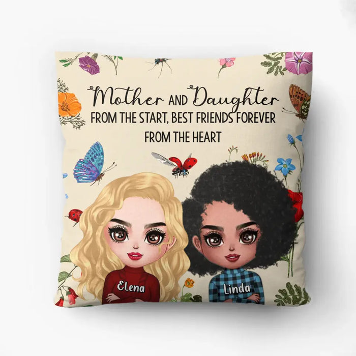 Custom Personalized Mother And Daughter Quilt/ Fleece Throw Blanket/Pillow Cover - Mother's Day Gift Idea - Mother And Daughter From The Start, Best Friends Forever From The Heart