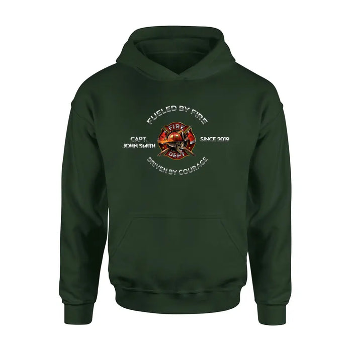 Custom Personalized Fire Fighter Shirt/ Hoodie - Father's Day Gift Idea For Fire Fighter - Fueled By Fire Driven By Courage