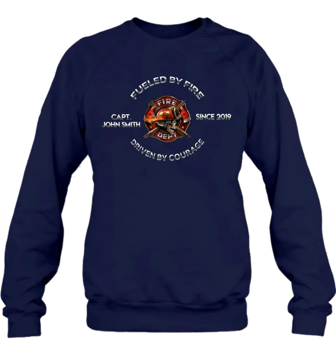 Custom Personalized Fire Fighter Shirt/ Hoodie - Father's Day Gift Idea For Fire Fighter - Fueled By Fire Driven By Courage