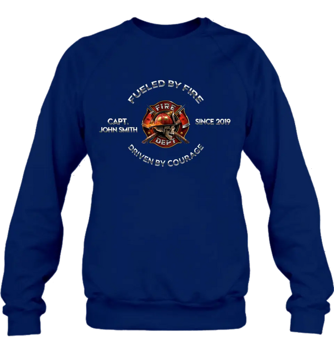 Custom Personalized Fire Fighter Shirt/ Hoodie - Father's Day Gift Idea For Fire Fighter - Fueled By Fire Driven By Courage