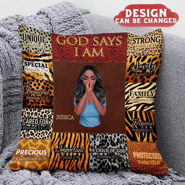 Custom Personalized Prayer Pillow Cover - Inspiration Religious Gifts Idea - God Says I Am Unique