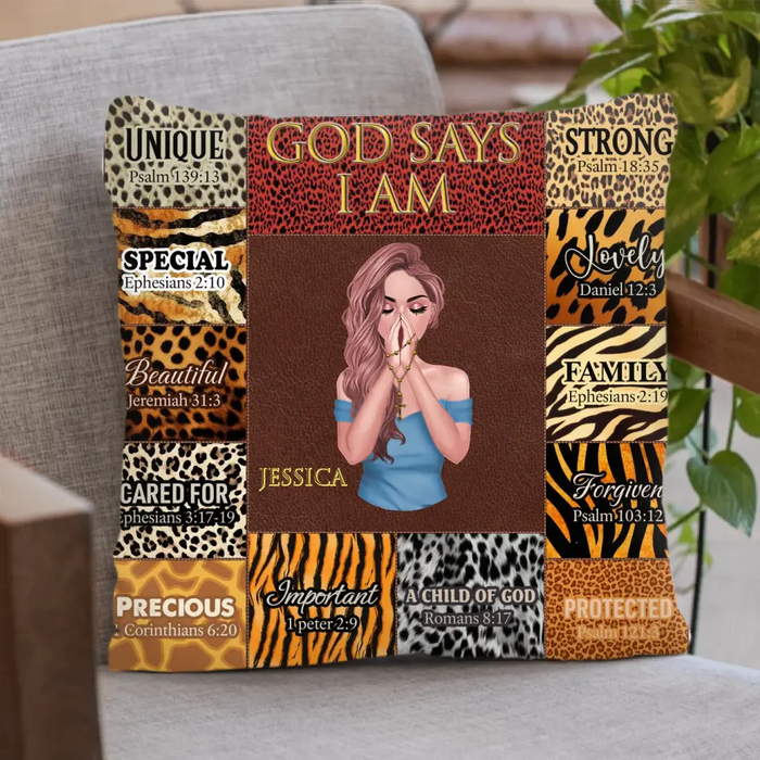 Personalized Prayer Pillow Cover - Inspiration Religious Gifts Idea - God Says I Am Unique