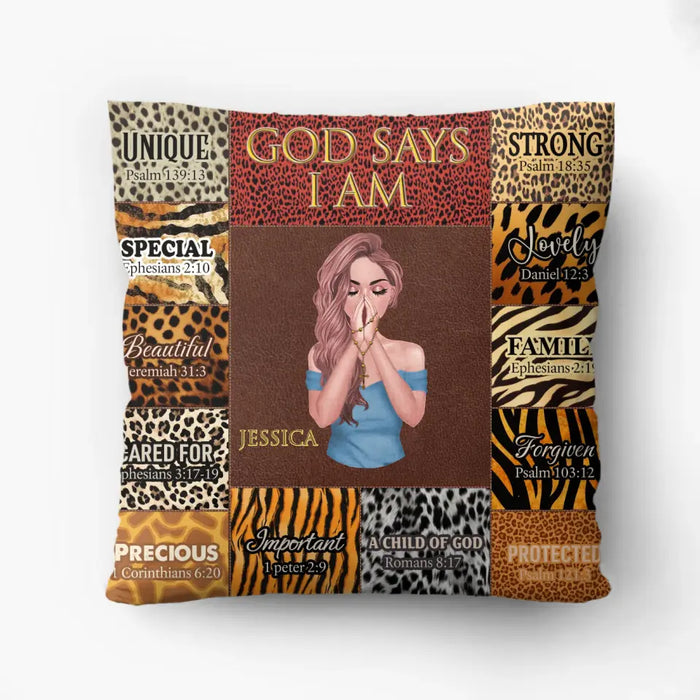 Custom Personalized Prayer Pillow Cover - Inspiration Religious Gifts Idea - God Says I Am Unique