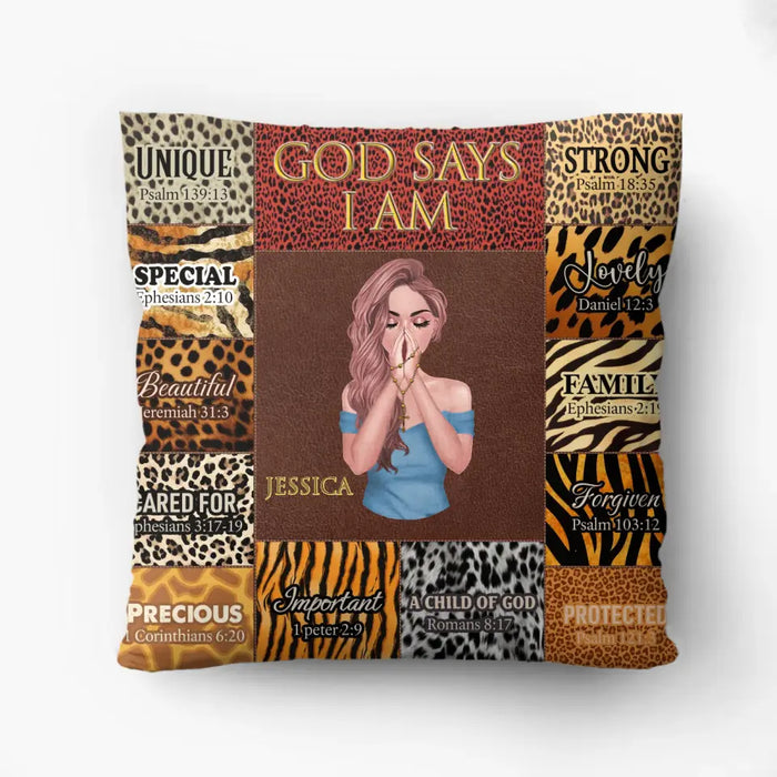 Personalized Prayer Pillow Cover - Inspiration Religious Gifts Idea - God Says I Am Unique