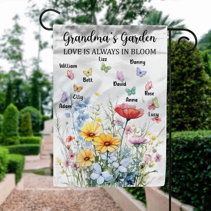 Grandma Garden's Love Is Always In Bloom - Custom Personalized Grandma Flag Sign - Gift Idea For Grandma/ Mother's Day with up to 10 Kids