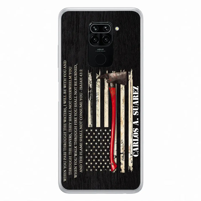 Custom Personalized Firefighter Phone Case - Father's Day Gift Idea for Firefighter - When You Pass Through The Waters I Will Be With You - Case for Xiaomi/Huawei/Oppo