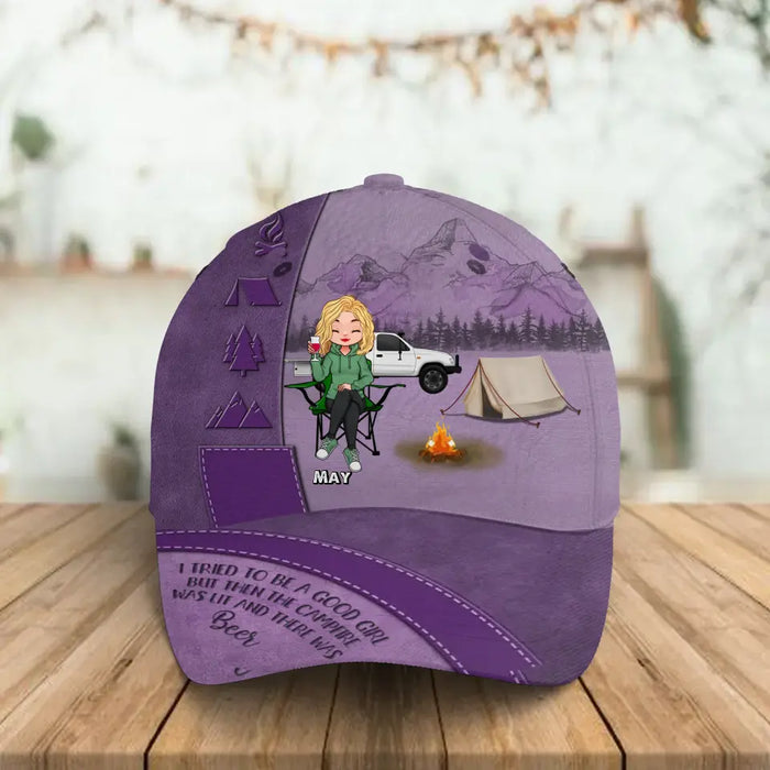 Custom Personalized Camping Baseball Cap - Mother's Day Gift Idea for Camping Lovers - I Tried To Be A Good Girl