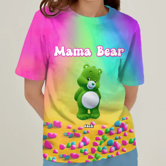 Custom Personalized Mama Bear AOP T-Shirt - Upto 10 Kids - Mother's Day/ Birthday Gift To Grandma/ Mom