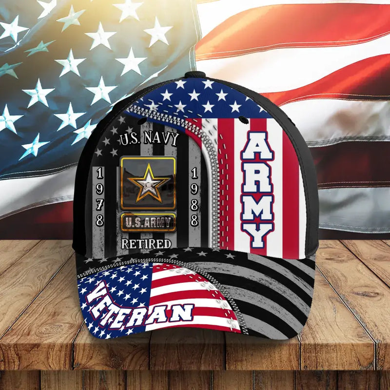 Personalized Veteran Baseball Cap - Father's Day Gift Idea for Veterans