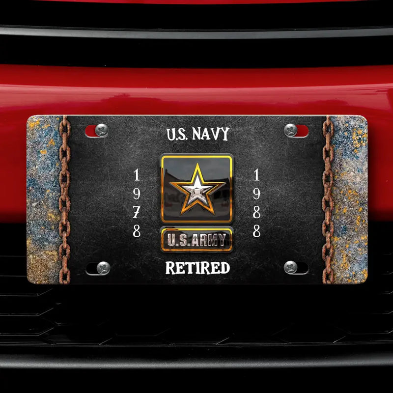 Custom Personalized Retired Veteran License Plate - Father's Day Gift Idea for Veteran