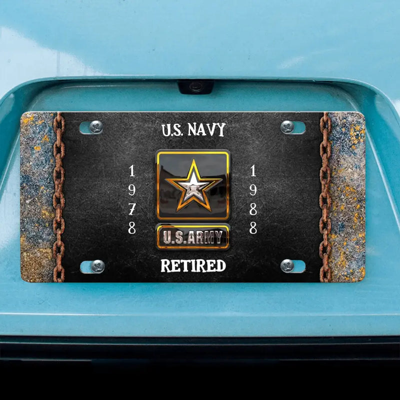 Custom Personalized Retired Veteran License Plate - Father's Day Gift Idea for Veteran
