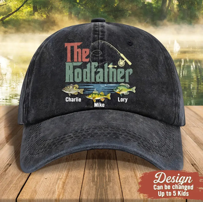 Custom Personalized Fishing Dad Baseball Cap - Upto 5 Fishes - Gift Idea For Father's Day/ Fishing Lover - The Rodfather