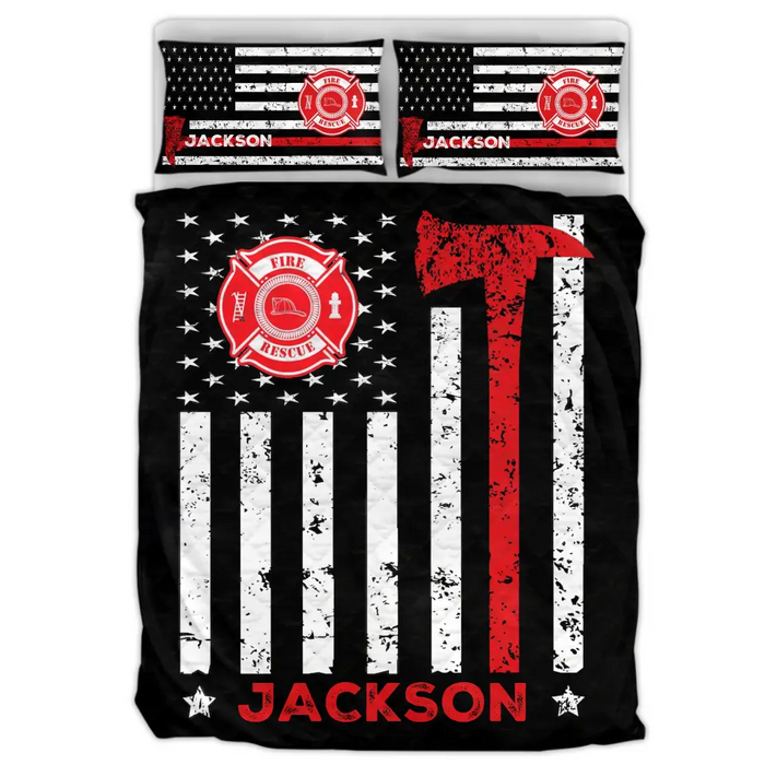 Custom Personalized Fire Academy Graduation Quilt Bed Sets - Firefighter Gift For Him/ Son/ Brother/ Nephew - Congratulations Gift