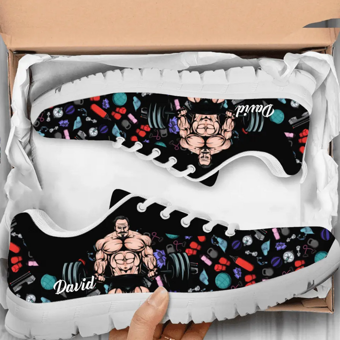 Personalized Muscle Up Buttercup Sneaker - Birthday, Funny, Motivation - Gift For Fitness Lovers, Gymers - Muscle Up Buttercup & Drink Your Effing Water