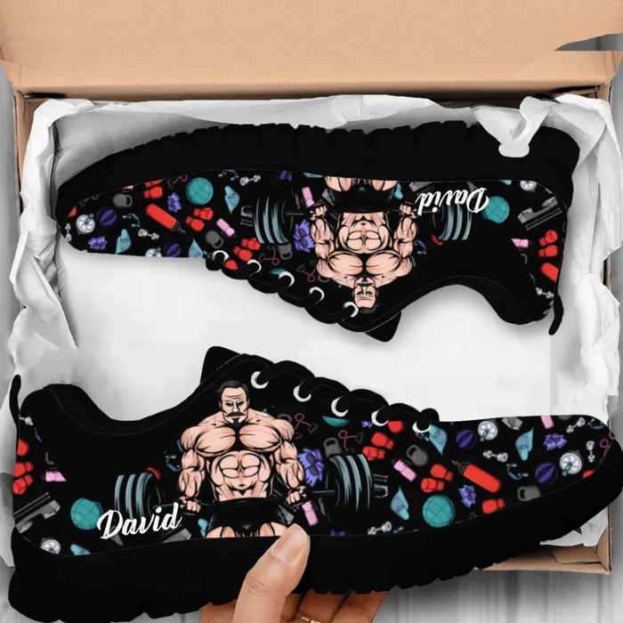 Personalized Muscle Up Buttercup Sneaker - Birthday, Funny, Motivation - Gift For Fitness Lovers, Gymers - Muscle Up Buttercup & Drink Your Effing Water