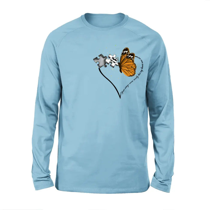 Custom Personalized Memorial Butterfly Shirt/ Hoodie - Memorial Gift Idea For Family Member - A Piece Of My Heart Lives In Heaven