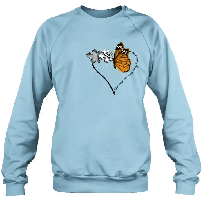 Custom Personalized Memorial Butterfly Shirt/ Hoodie - Memorial Gift Idea For Family Member - A Piece Of My Heart Lives In Heaven