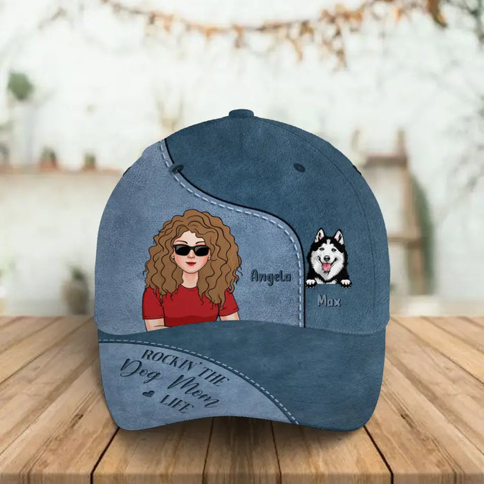 Custom Personalized Dog Baseball Cap - Upto 3 Dogs - Mother's Day/Father's Day Gift Idea for Dog Lovers - Rockin' The Dog Mom Life