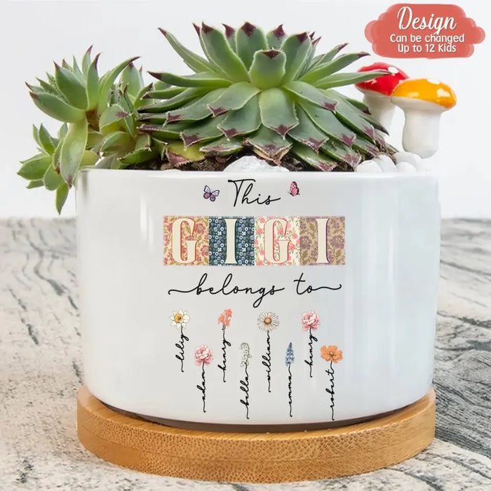 Custom Personalized Grandma Birth Month Flower Plant Pot - Mother's Day Gift Idea For Grandma/ Mom - Upto 12 Kids